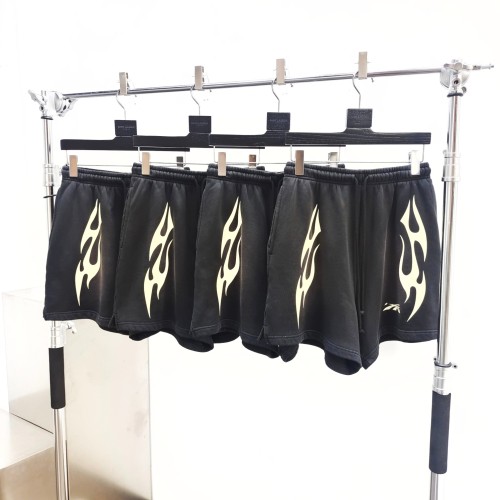 1:1 quality version HS White Fire Print Shorts with NFC tag