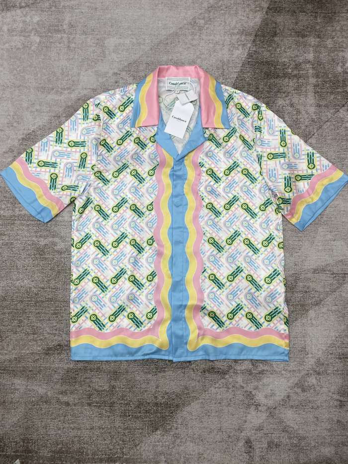 1:1 quality Silk Pink Pop-up Floral Raglan Stripe Polo shirt & shorts set