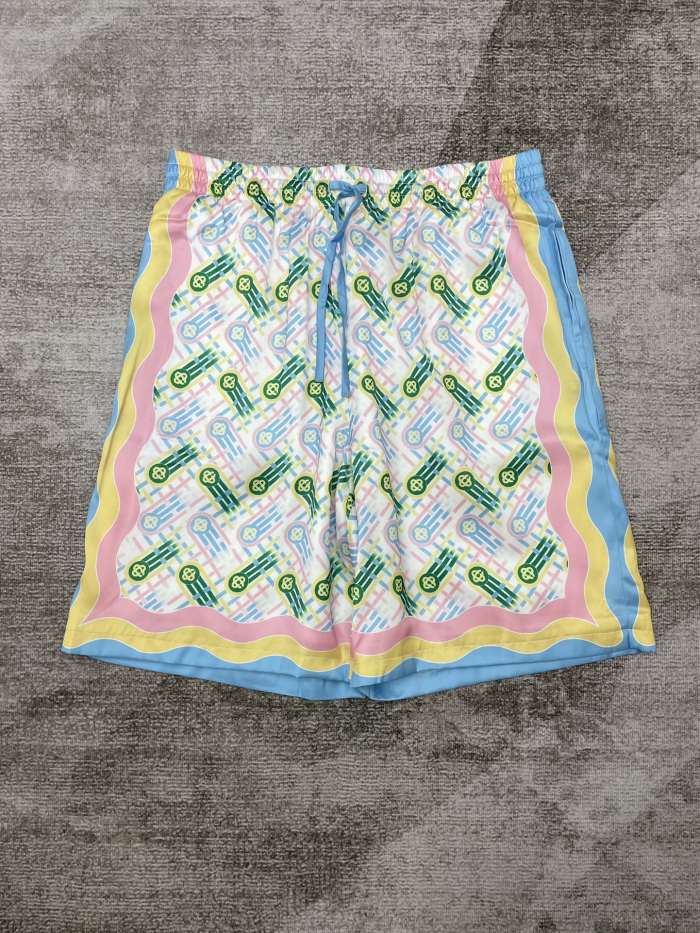 1:1 quality Silk Pink Pop-up Floral Raglan Stripe Polo shirt & shorts set