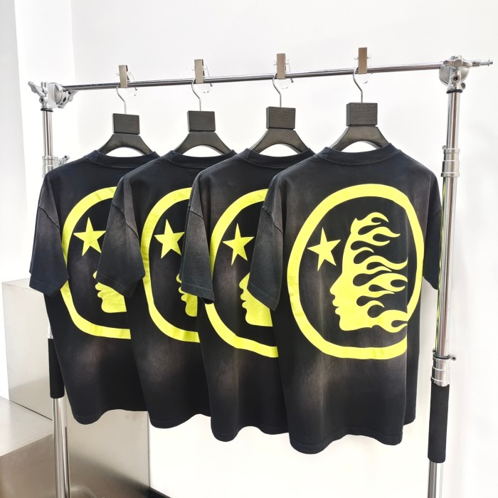 [Big & Tall for weights up to 260 lbs]1:1 quality version HS Lemon Yellow Logo Washed Version tee with NFC tag
