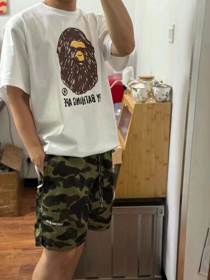 1:1 quality version Hand Painted Graffiti Ape Head Print Tee 2 colors