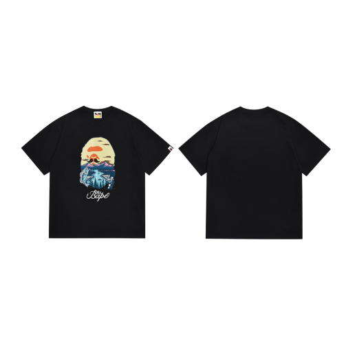Fishing Landscape Ape Head Print Tee 2 colors