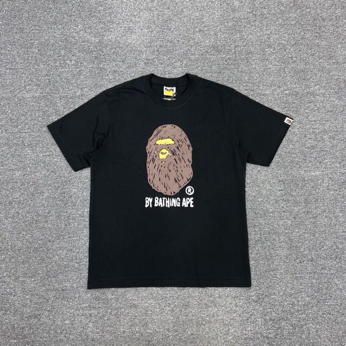 1:1 quality version Hand Painted Graffiti Ape Head Print Tee 2 colors