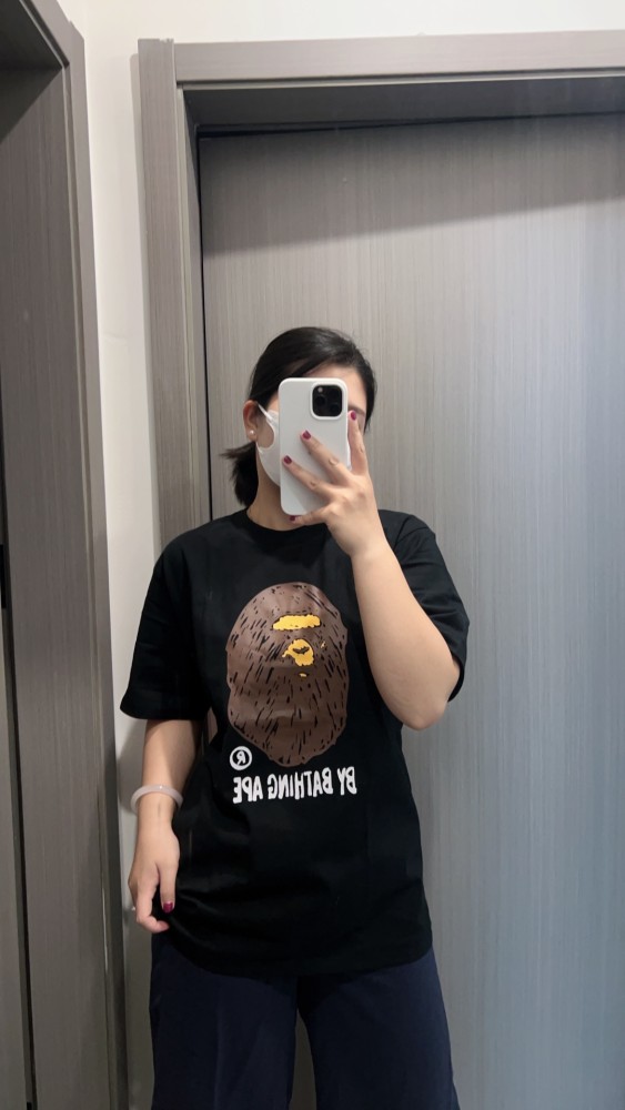 1:1 quality version Hand Painted Graffiti Ape Head Print Tee 2 colors