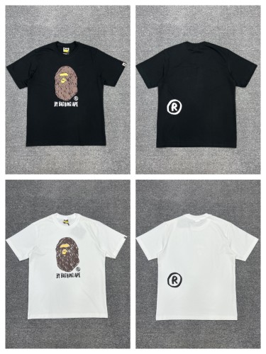 1:1 quality version Hand Painted Graffiti Ape Head Print Tee 2 colors
