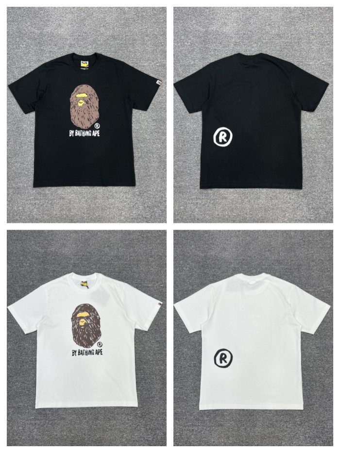 1:1 quality version Hand Painted Graffiti Ape Head Print Tee 2 colors