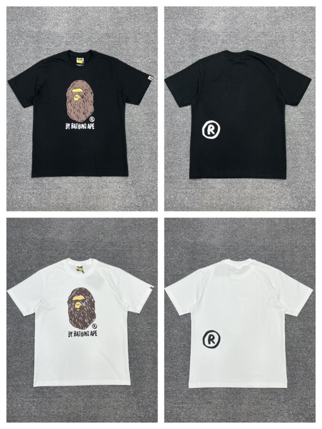 1:1 quality version Hand Painted Graffiti Ape Head Print Tee 2 colors