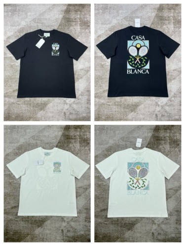 1:1 quality version Cross Tennis Racket Letter Print tee 2 colors