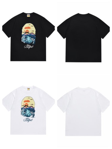 Fishing Landscape Ape Head Print Tee 2 colors