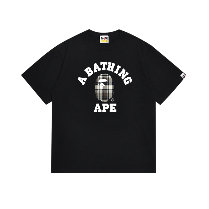 [buy more save more] Gray Checkered Small Pattern Letter Print Tee 2 colors