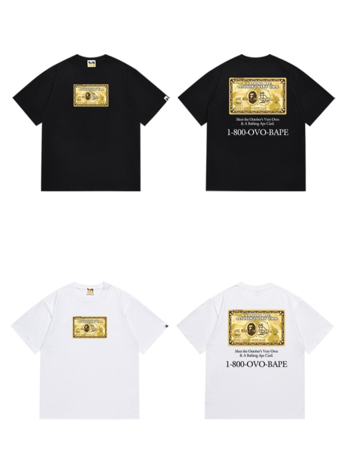 Ape Head Owl Gold Card Logo Printed Tee 2 colors
