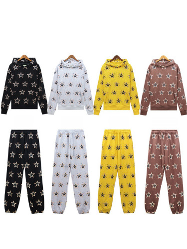 All-over Printed Star Letter Hoodie & Pants 4 colors