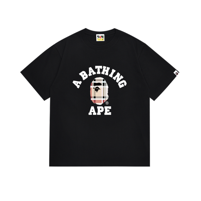 Plaid Small ape man head pattern letter Tee 2 colors