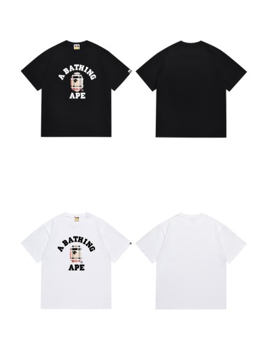 Plaid Small ape man head pattern letter Tee 2 colors