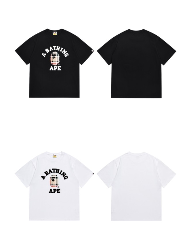Plaid Small ape man head pattern letter Tee 2 colors