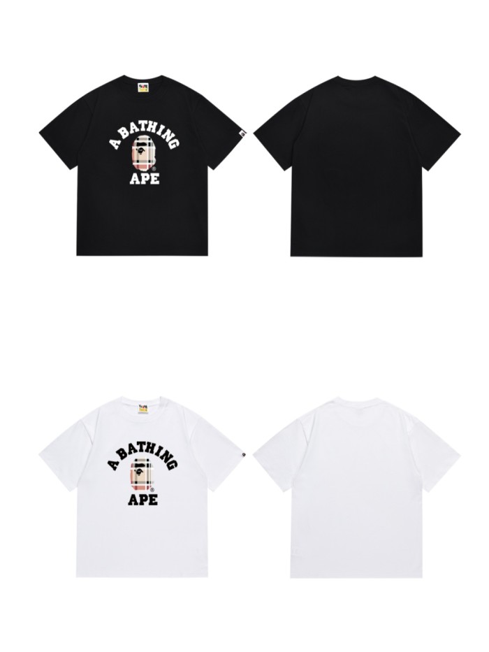 Plaid Small ape man head pattern letter Tee 2 colors