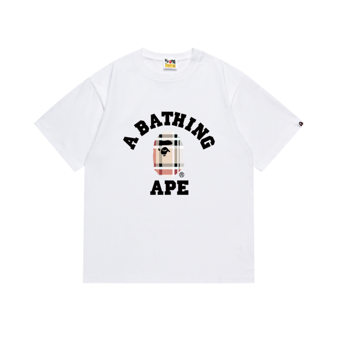 Plaid Small ape man head pattern letter Tee 2 colors