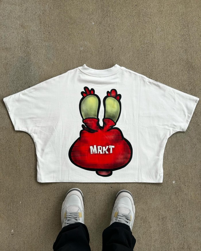 [50% Off]Abstract Large Size Cartoon Pattern Print Tee 5 Colors 26905815