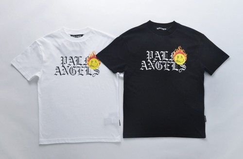 Gothic Letter Flame Smiley Print Tee 2 colors