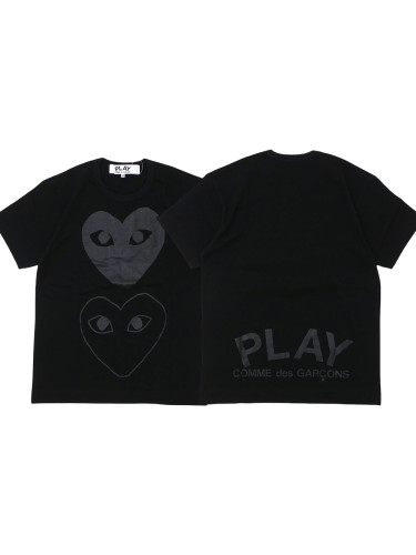   Black Double Heart Back Letter Print Tee