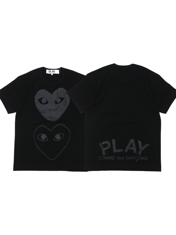   Black Double Heart Back Letter Print Tee