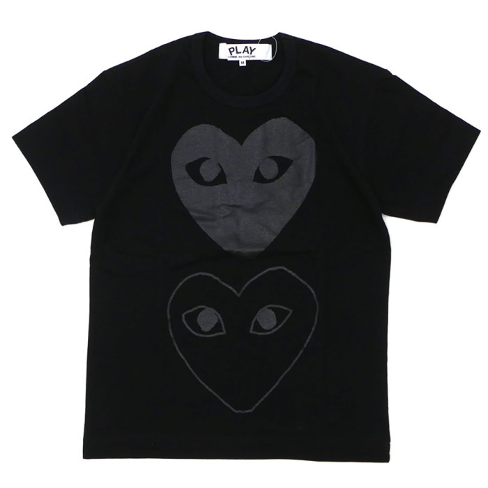   Black Double Heart Back Letter Print Tee