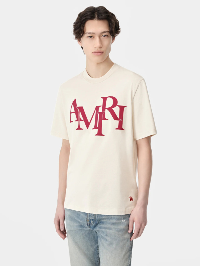 [50% Off]AM Mismatched Foam Letter Logo Print Tee 3 colors 26917072