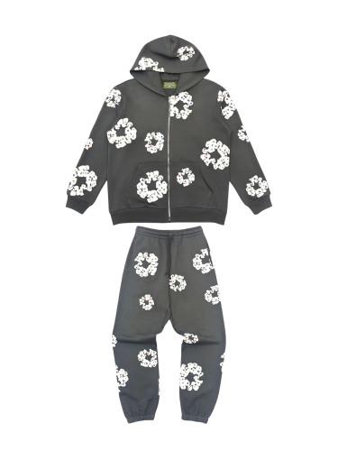 1:1 quality version Colorful Gemstone Kapok Zipper Hoodie & Sweatpants