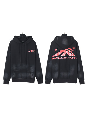 All Red Logo Print Washed Version Hoodie