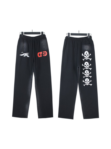 One row skull logo print washed Version Sweatpants