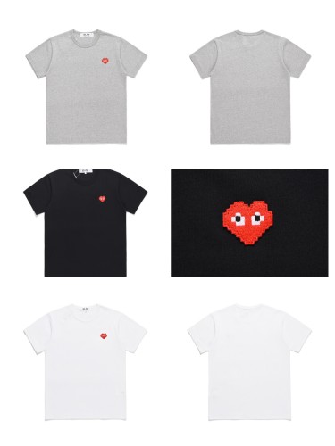   Chest mosaic with small red heart embroidery Tee 3 colors