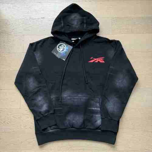 All Red Logo Print Washed Version Hoodie