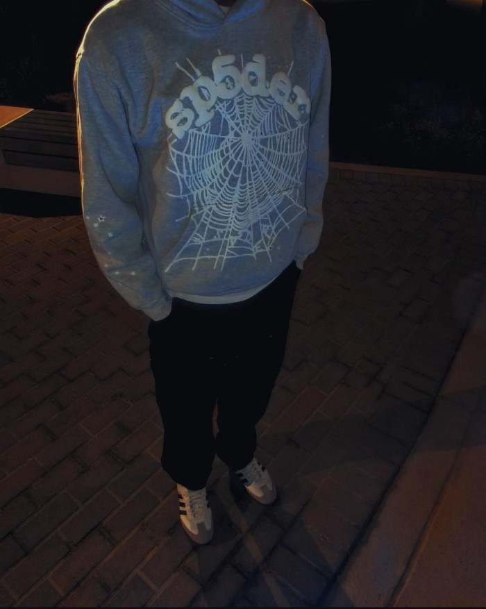 1:1 quality version White spider web foam letter print hoodie & pants set