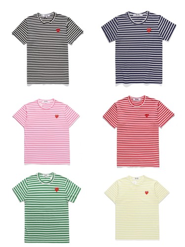   Classic Striped Heart Embroidered Tee 6 colors