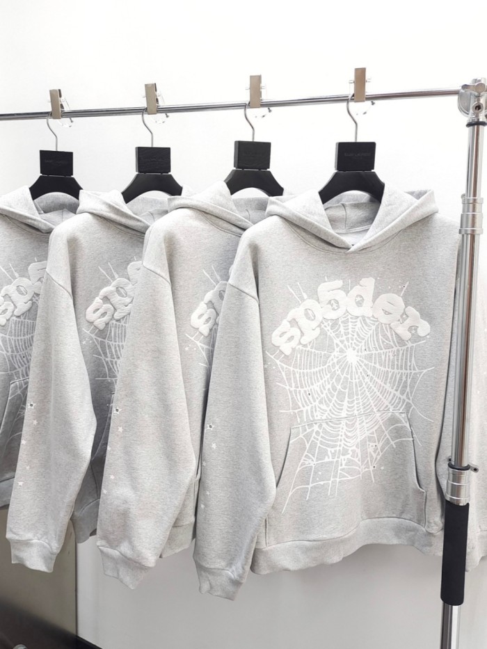 1:1 quality version White spider web foam letter print hoodie & pants set
