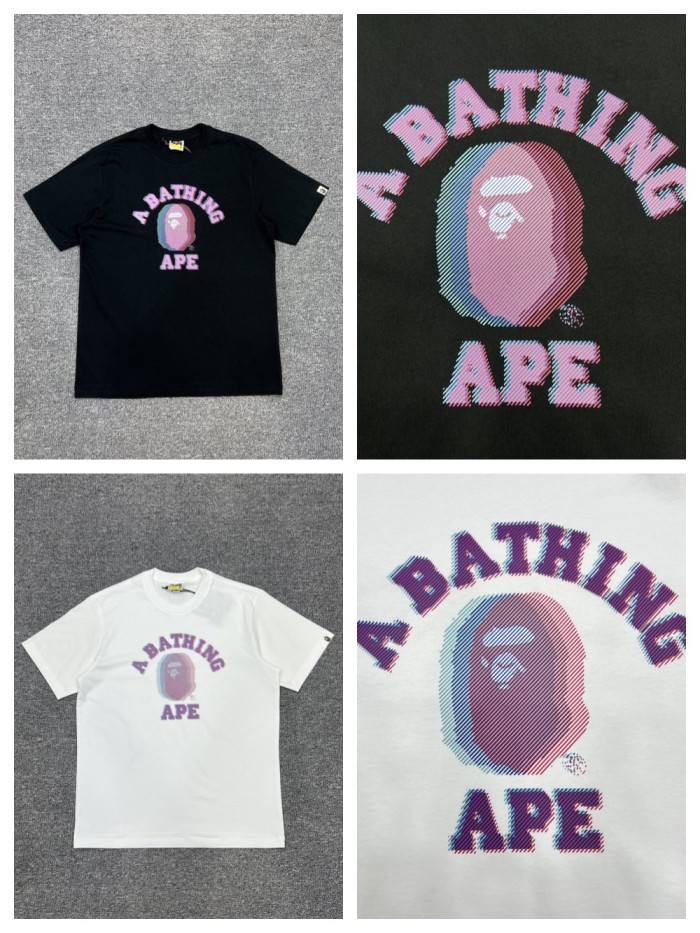 1:1 quality version Malfunctioning color overlapping shadow ape head Tee 2 colors