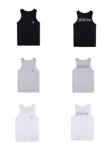 Small Label Printed Back Floral Monogram Sleeveless vest 3 colors