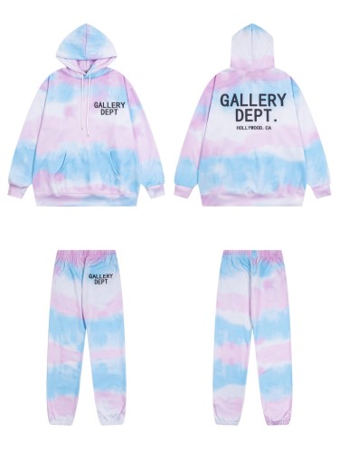 Blue and Pink Gradient Tie-Dye Hoodie & Pants Set