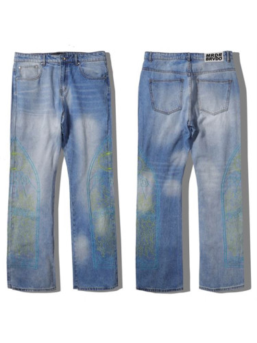 1:1 quality version Leg colorful thread embroidery Jeans