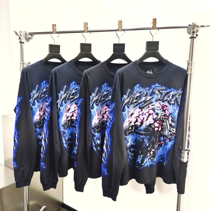 [Big & Tall for weights up to 260 lbs]1:1 quality version HS Helmet Energy Letter Print Long Sleeve T-Shirt with NFC tag
