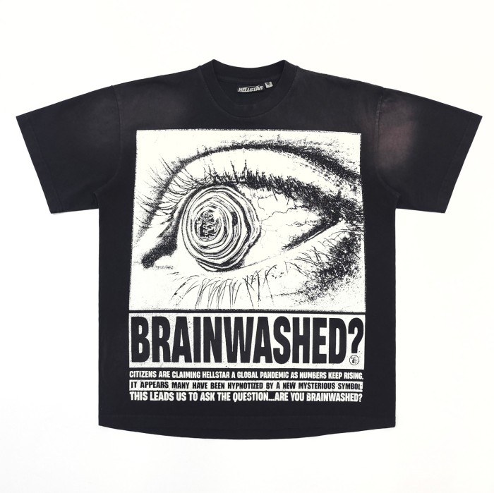[Big & Tall for weights up to 260 lbs]1:1 quality version Brainwashed Big Eyes Letter Print Washed Version tee with NFC tag 2 colors