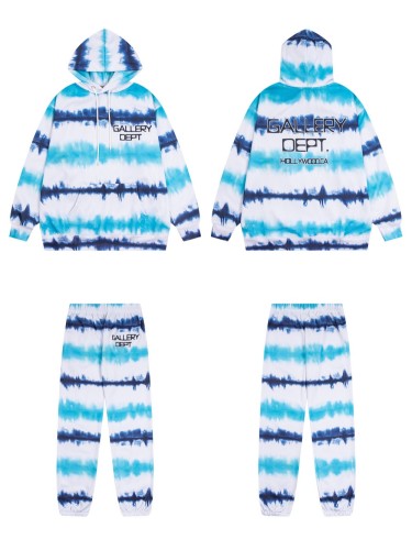 Water Wave Stripe Tie-Dye Gradient Hoodie & Pants Set