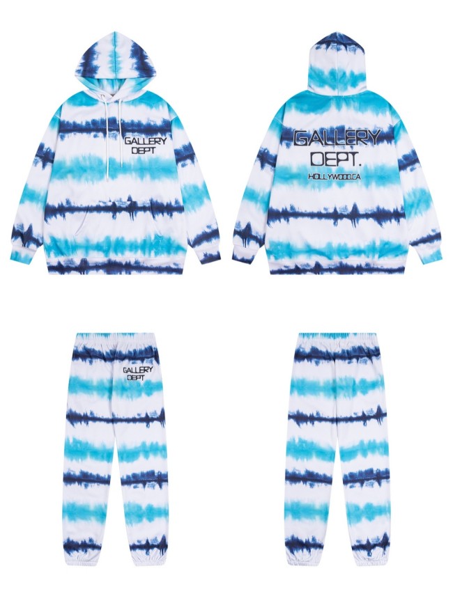 Water Wave Stripe Tie-Dye Gradient Hoodie & Pants Set