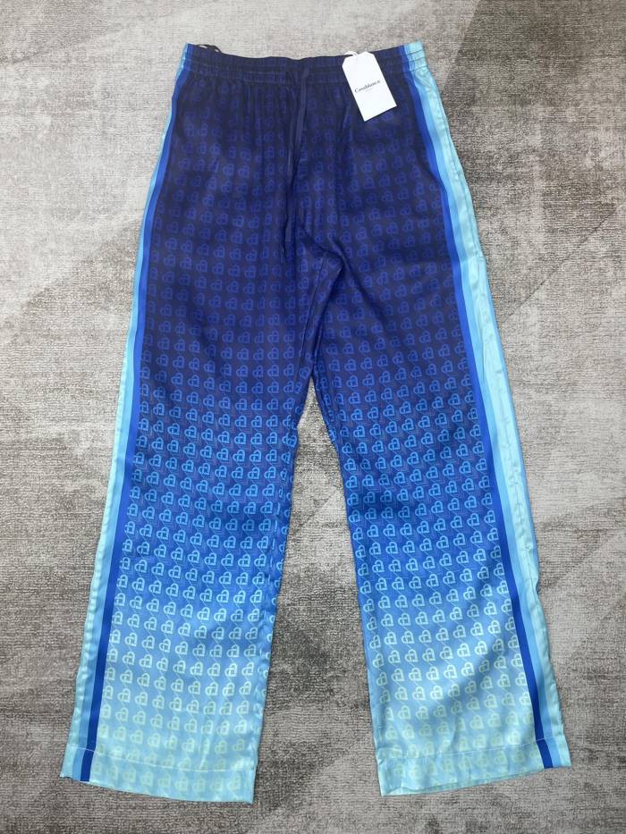 1:1 quality version Urban Night Scene All-over Printed Heart Pattern Silk Lapel Long Sleeve Shirt & pants Set