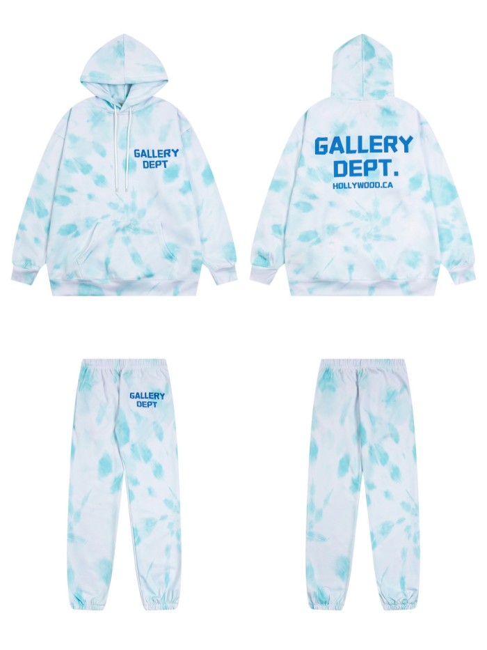 Light Blue Tie-Dye Hollywood Monogrammed Hoodie & Pants Set