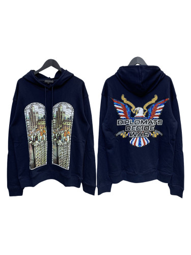 Street City Style Illustration Eagle Letter Print  Hoodie
