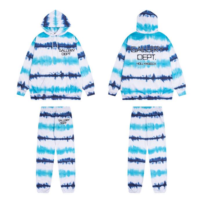 Water Wave Stripe Tie-Dye Gradient Hoodie & Pants Set