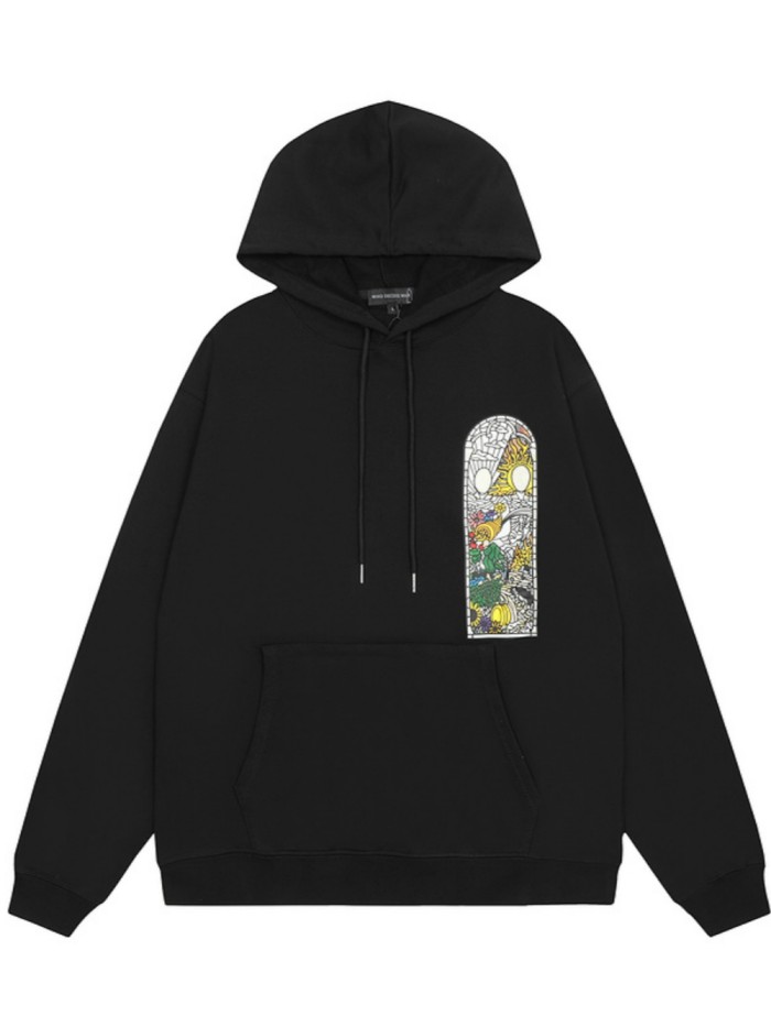 Abstract Painting White Letter Print Hoodie
