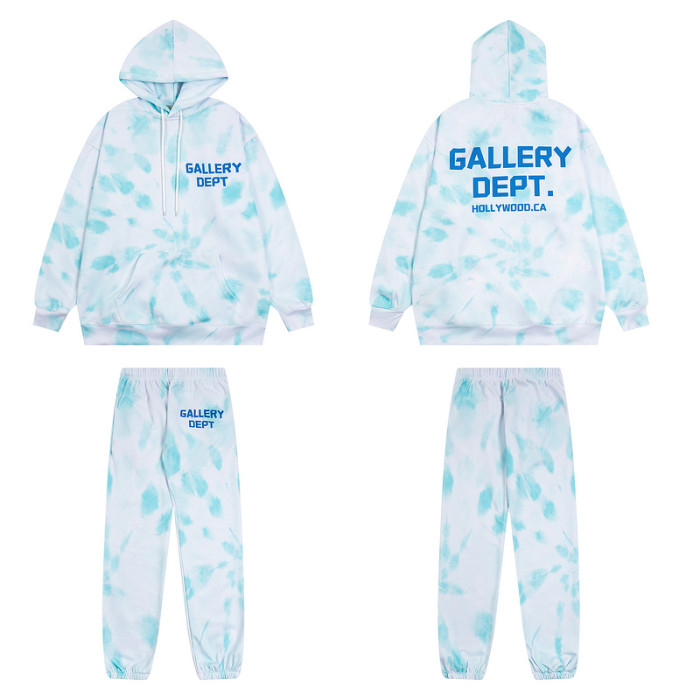 Light Blue Tie-Dye Hollywood Monogrammed Hoodie & Pants Set