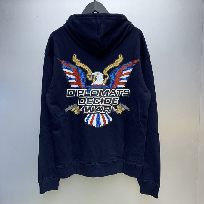 Street City Style Illustration Eagle Letter Print  Hoodie